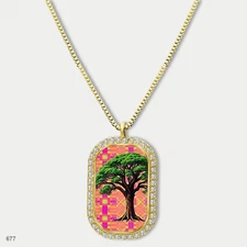 Amazing Colorful Tree of Life Pendant Necklace Chain Photo Dog Tag Chain Gift De