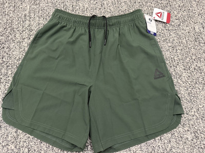 Reebok Mens Stretch Woven Active 7'' Short- Green - Medium -Brand New w Tags!