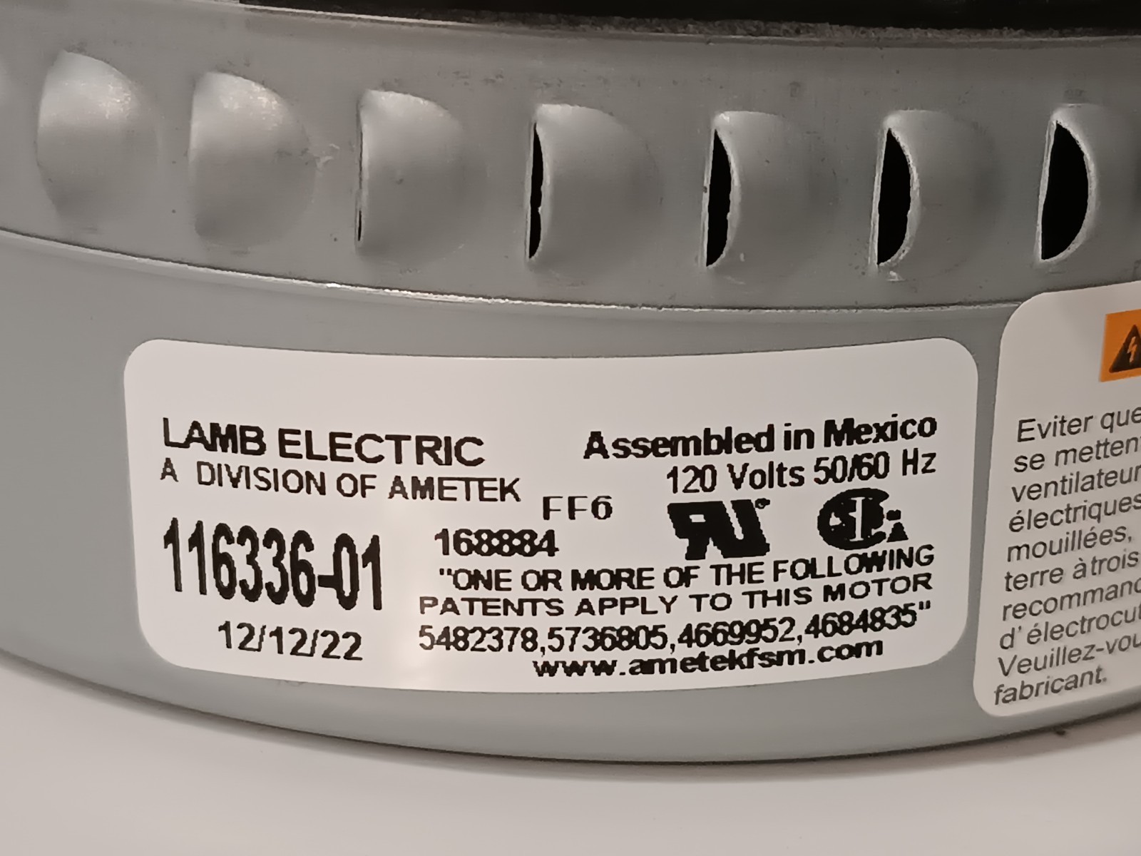 Ametek 2M429 Lamb Electric 2-Stage Universal Vacuum Motor 116336-01 120V 50/60Hz