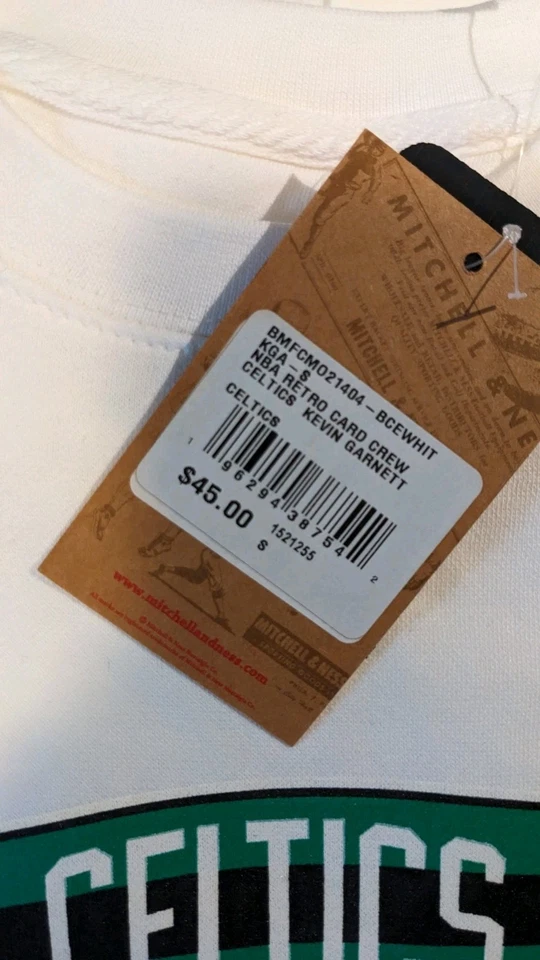 Sudadera Mitchell & Ness Retro Boston Celtics Kevin Garnett Cuello Redondo Pequeña Nueva con Etiquetas Foto 3 de 4