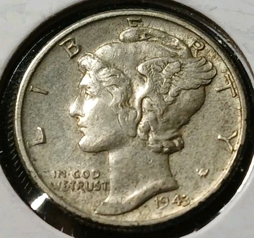 1943 Mercury Dime AU