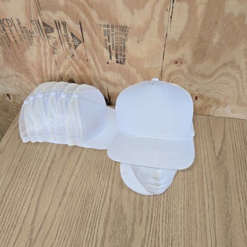 Vintage Blank White Mesh Trucker Hat Youth 3-8 Yrs By YoungAn NOS Lot Of 7