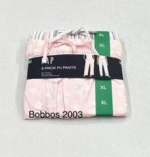 Gap Women  s 2-Pack Relaxed Fit Cotton PJ Pants, Pink, Size XL