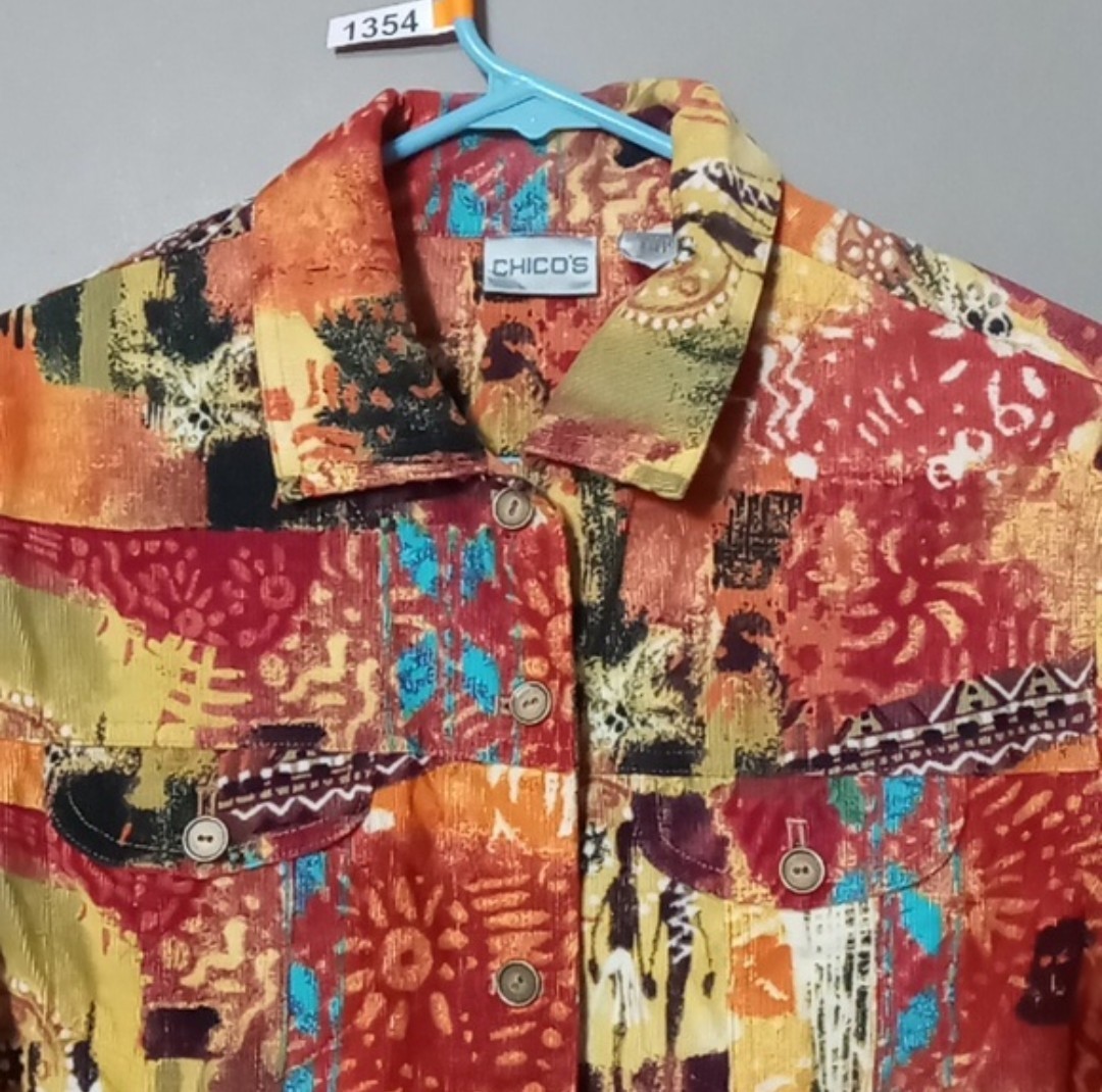 Chico's Multi Colored/Patterned Full Button Jacke… - image 3