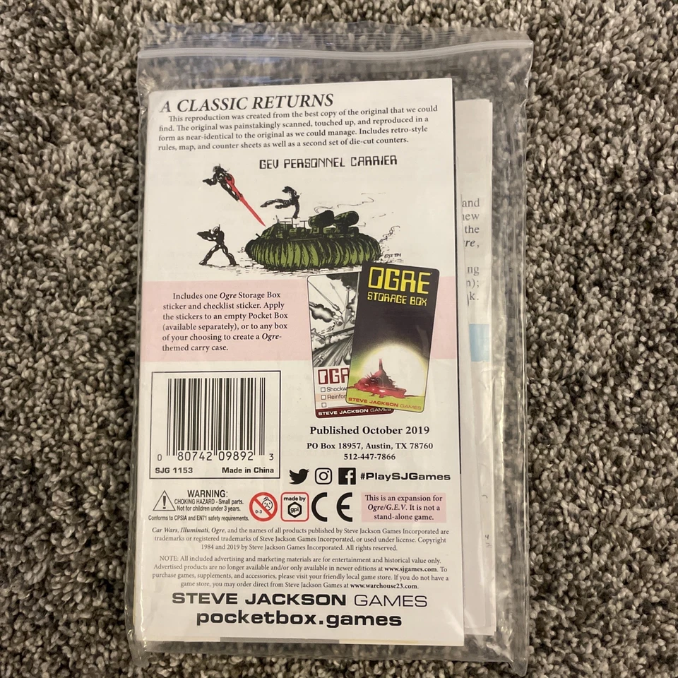 Steve Jackson Shockwave Ogre & G.E.V. Expansion 2019 Pocket Box Repro Uncut - Image 2 of 4