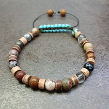 Mens Bead Bracelet Cuff Wristband Bangle Stone Wood Knotted Adjustable Rope Gift