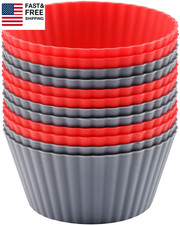 12 Pack Reusable Nonstick Jumbo Silicone Baking Cups, Cupcake and Muffin Liner