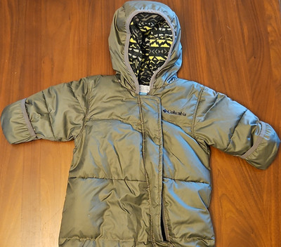 Columbia Green Fleece Lined Snowsuit 3-6 Months Hooded Down Insulated Full Zip