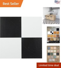 20 12x12 Vinyl Floor Tiles - Easy DIY Peel Stick Black/White