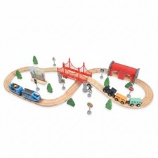 Interlocking Track Set Burgundy Span Wooden Train Track Set Accessory Pieces