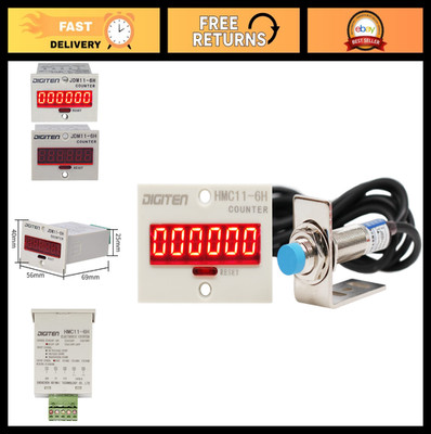 Digital 6-Digit LED Display Counter 0-999999 with NPN Proximity Sensor & Holder