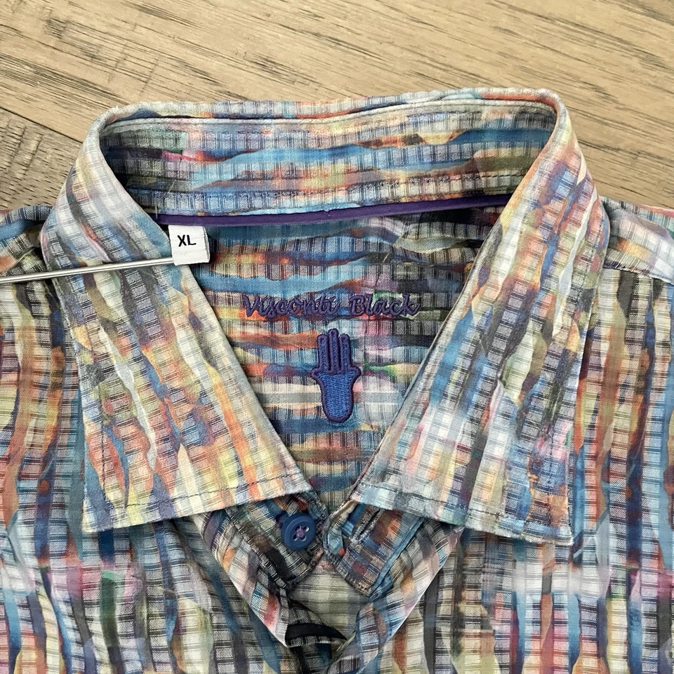 Camisa de Vestir Luchiano Visconti Etiqueta Negra Edición Limitada Multicolor AOP Para Hombres XL Foto 4 de 4