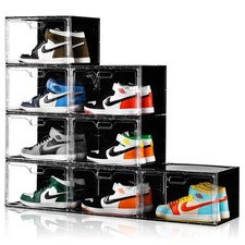 New 8 Pack Shoe Boxes Stackable, Large Shoe Storage Organizer with Lids,Drop ...