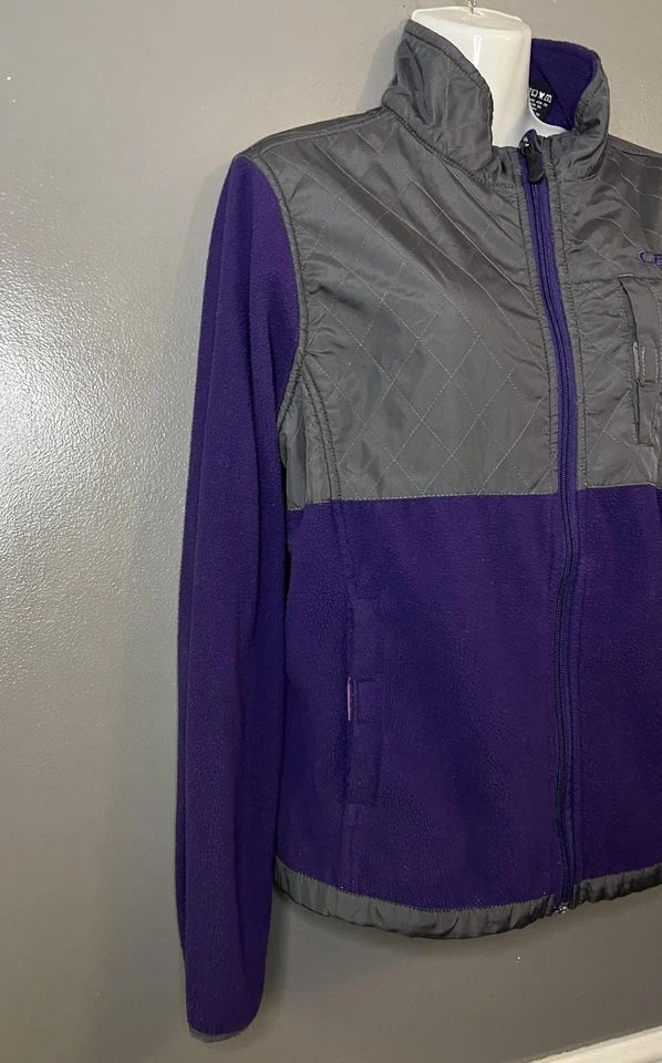 CB Sports Jacket Womens Large Purple Gray Fleece Quilted Full Zip Outdoor - Image 2 of 4