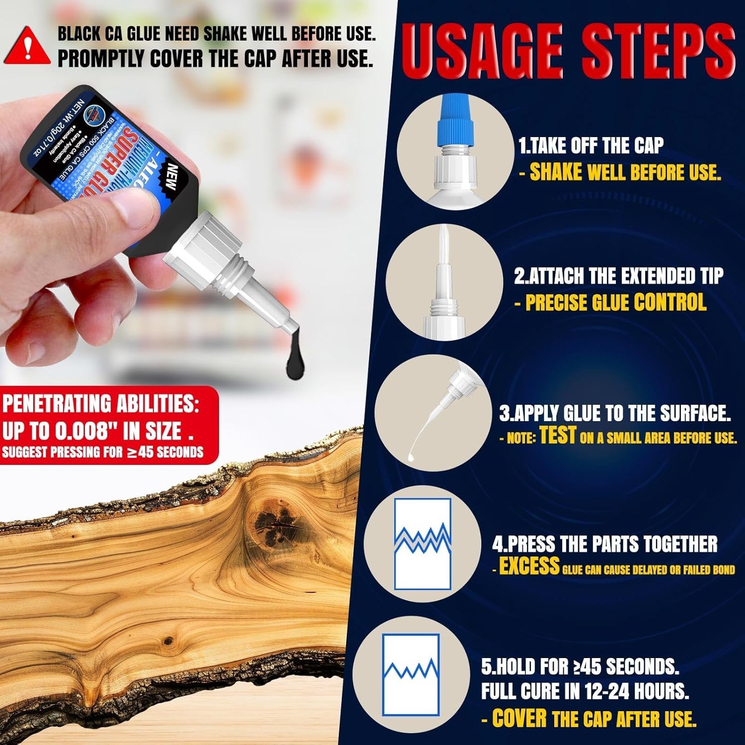 20g Black Medium-Thick CA Glue (500 CPS),Premium Cyanoacrylate Super Glue for...