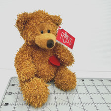 Russ Berrie Hugs Fuzzy Brown Bear Red Heart 6 Inch Plush Stuffed Animal Toy