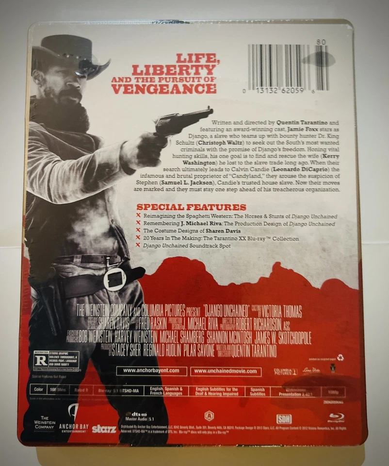 Django Unchained Limited Edition STEELBOOK (Blu-ray, 2012) *NEW!* *SEALED!* - Imagem 2 de 4