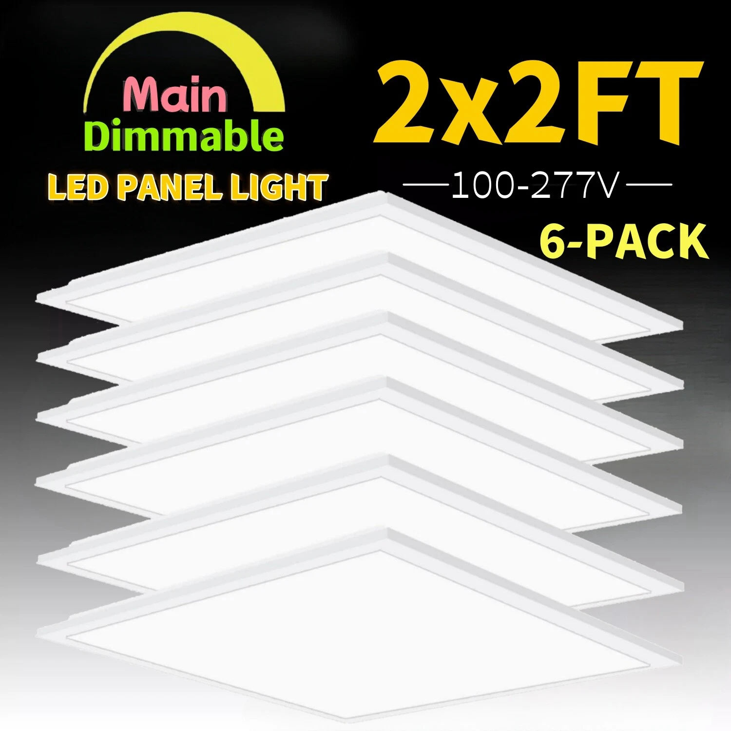 LED Flat Panel Light 2X2 Ft,White LED Drop Ceiling Office Lights,45W=150W Indoor