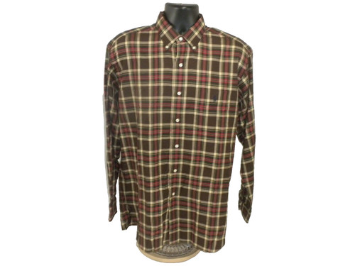 Ralph Lauren Mcmeel Shirt Mens M Brown Red Button Down Plaid Long Sleeve Pony