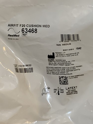 Resmed Airfit F20 Medium Cushion #63468 - SEALED/UNUSED