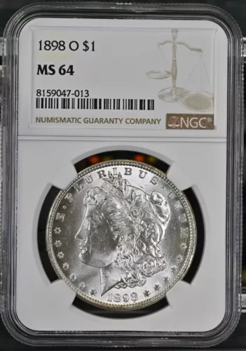 1898-O  $1  BLAST WHITE MORGAN SILVER DOLLAR NEW ORLEANS NGC MS64 BRILLIANT!