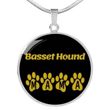Basset Hound Mama Circle Necklace Stainless Steel or 18k Gold 18-22" Dog Owner