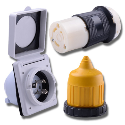 30A RV Power Inlet Twist Lock Female End Plug Receptacle Cord Connector Kit