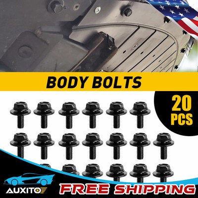 Body 20PC Screws Bolts Fender Fastener M6-1.0x 16mm Long- Hex- 10mm 17mm Washer