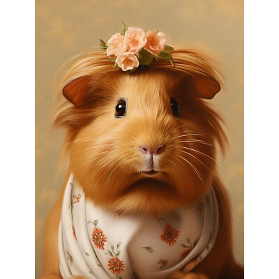 Süßes verkleidetes Meerschweinchen Mädchen Schlafzimmer Kunstwerk XL Wandbild Leinwand Poster Druck
