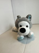 Animal Adventure Gray White Plush Wolf Husky Puppy with Heart Paws