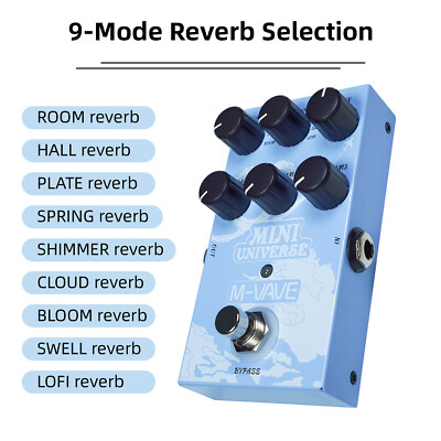 M-VAVE Mini Universe Guitar Digital Reverb Effect Pedal 9 Reverb Effects N4H6