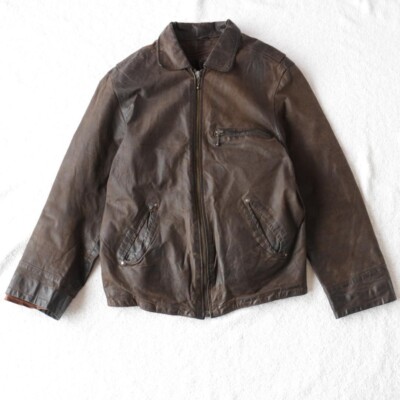 Barbour vintage oiled leather jacket Men's Size M Brown