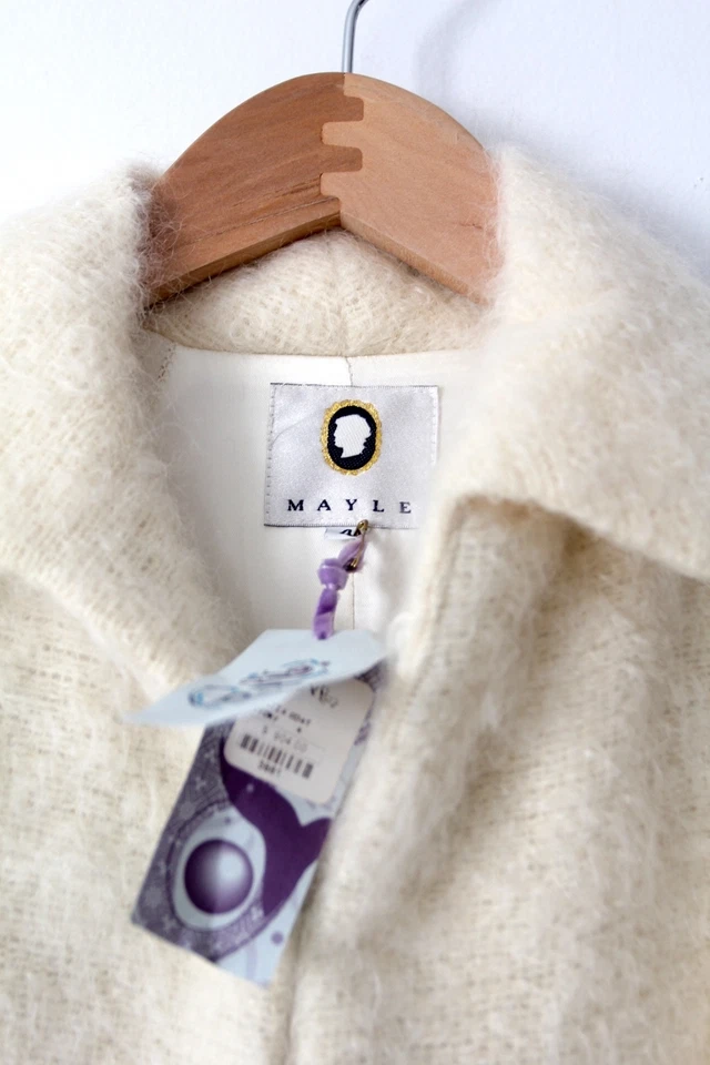 Mayle Abrigo Mohair Fritza Marfil Vestido Abrigo Punto Mangas Talla 4 Foto 3 de 4