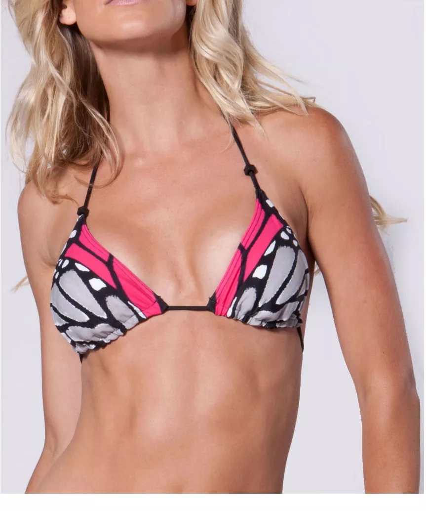 FOX RACING WOMENS SWIMWEAR IN FLIGHT REVERSIBLE TRIANGLE TOP BLACK PINK bikini