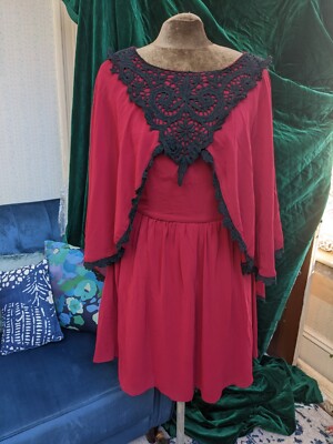 rare london red lace dress Rare London strappy corset lace midi dress in red