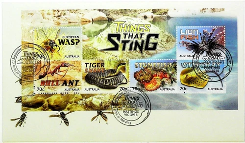 2014 FDC Australia. Things That Sting. M.S. Pict.FDI "HASTINGS"