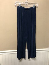 Chicos Travelers Blue Pull On Elastic Waist Acetate Capri Pants Size 1