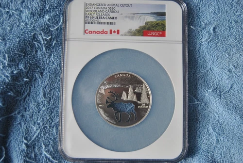 2017 Canada Endangered Animal Cutout Caribou Silver $30 NGC PF69 UC ER