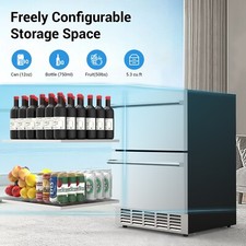 Double Drawer Stainless Steel Wine Fridge Indoor & Outdoor Beverage Refrigerator