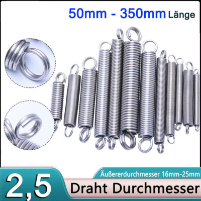 2 Spannfedern Mit Haken - 110mm Länge, 25mm Außendurchmesser