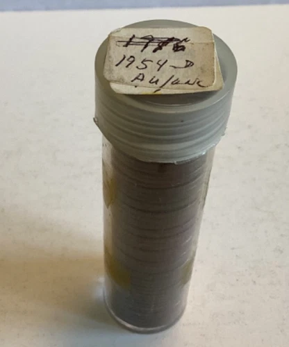 1954D Lincoln Wheat Cent Roll AU Brown Some Luster