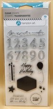 Hampton Art Clear Stamps HAPPY BIRTHDAY Stamp Set w/ NUMBERS, Candles, BRAND NEW