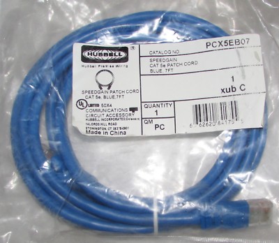 HUBBELL PCX5EB07 Blue 7ft. Speed Gain CAT 5E Patch Cord 7'