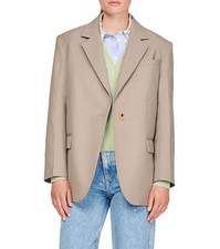 Nwt Sandro Monaco Tailored Virgin Wool Blazer In Taupe Gray Size 36 #sj128