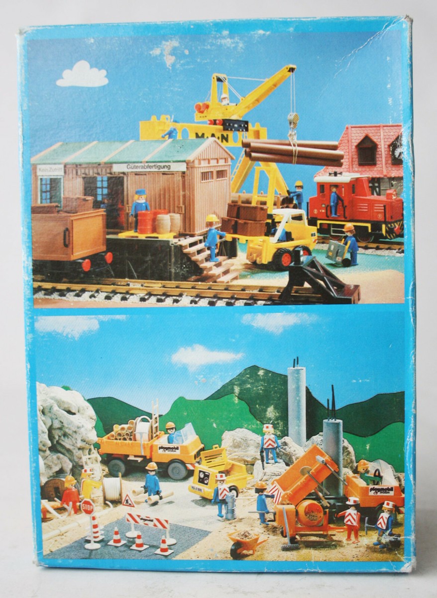 RARE VINTAGE 1984 PLAYMOBIL 3506 FORK LIFT CONSTRUCTION WORKERS