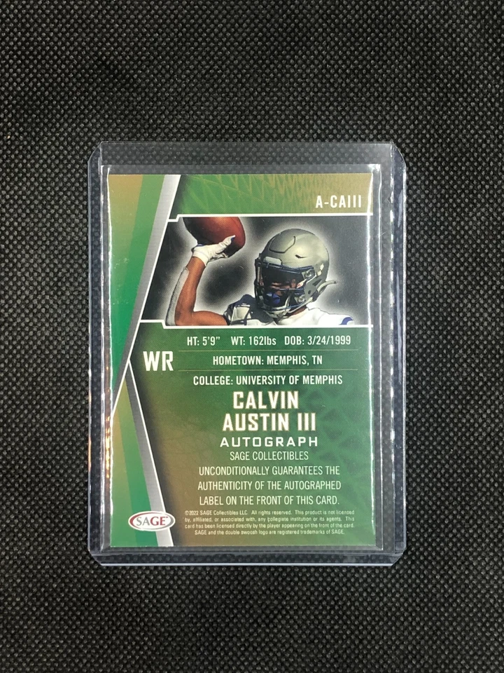 RARE!!  CALVIN AUSTIN III - 2022 SAGE HIGH SERIES - GOLD AUTO #'d /100 - ROOKIE  - Image 2 of 3