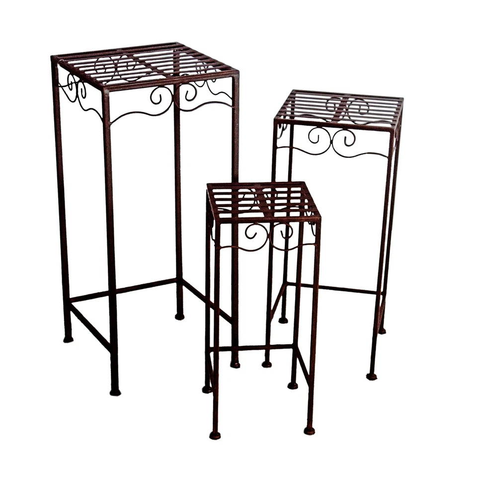 Metall Pflanzenständer 3er Set - 2 Modelle - Blumentopf Ständer Blumen Hocker