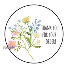 30 THANK YOU FOR YOUR ORDER ENVELOPE SEALS LABELS STICKERS 1.5" ROUND FLORAL