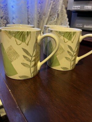 Corelle Coordinates Stoneware coffee cup /Mug Textured Leaves Set (4)