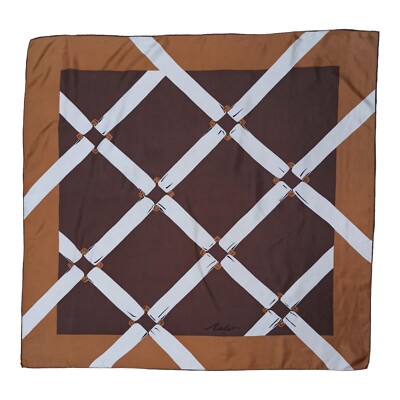 Brown Plaid Print Silky Scarf Brown Check Men main image 4